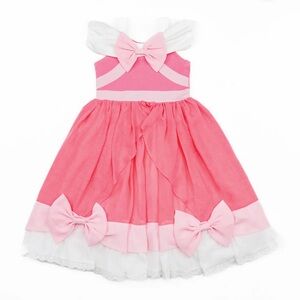 Pink and White Bow Kids Formal Dress